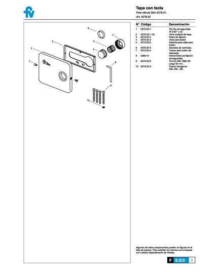 FV SLIM TAPA CON BOTON P/VALVULA NEGRO 0378.02-NG