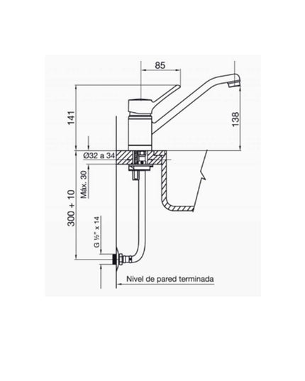 FV SWING MONO MESADA COCINA 0411.01/90-CR