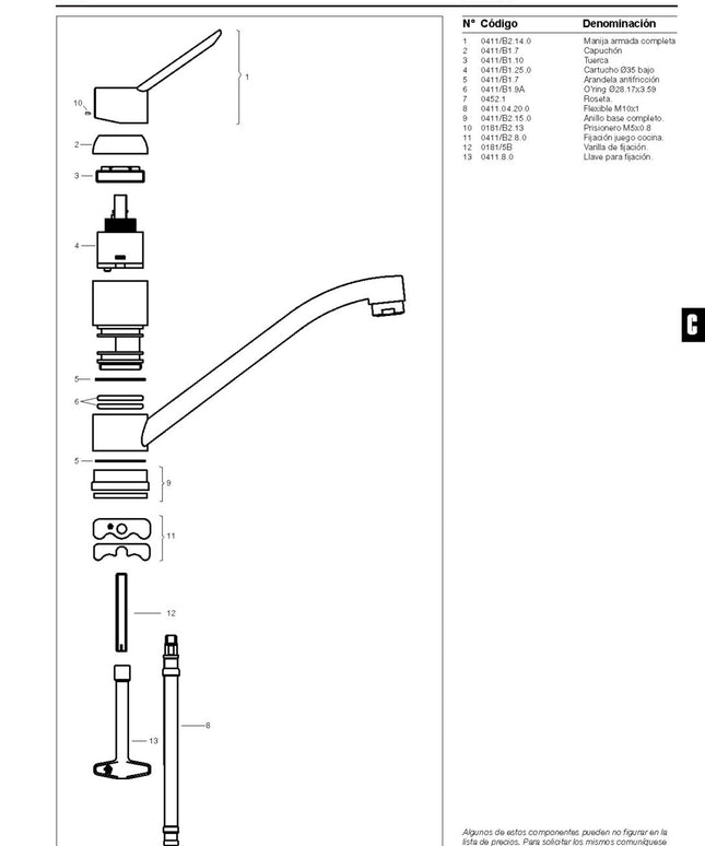 FV NEWPORT MONOCOMANDO PARA MESADA DE COCINA 0411.01/B2-CR
