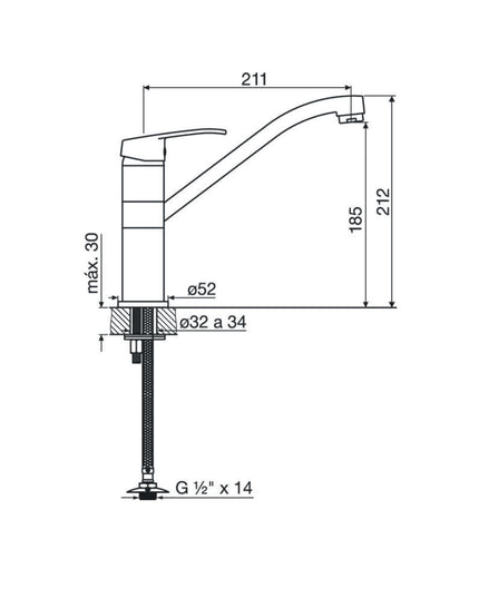 FV ARIZONA MONOCOMANDO PARA MESADA DE COCINA 0411.02/B1-CR
