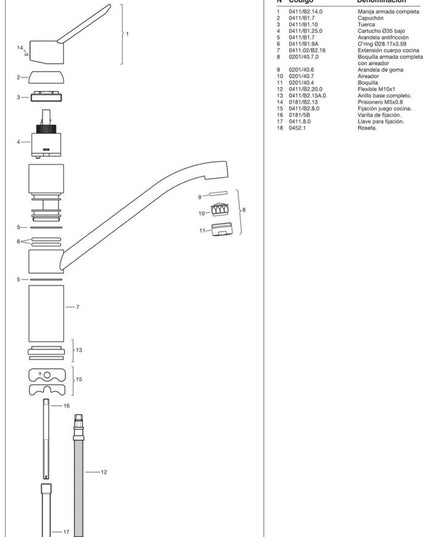 FV NEWPORT MONOCOMANDO PARA MESADA DE COCINA 0411.02/B2-CR