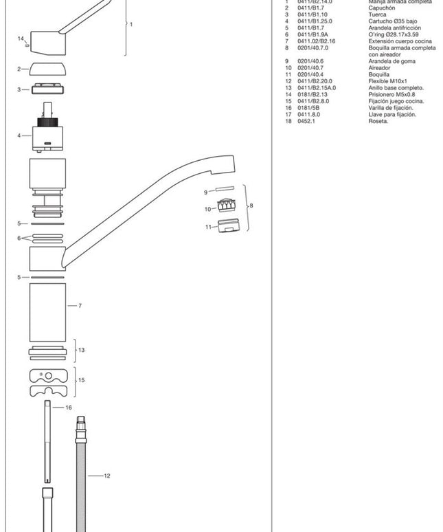 FV NEWPORT MONOCOMANDO PARA MESADA DE COCINA 0411.02/B2-CR
