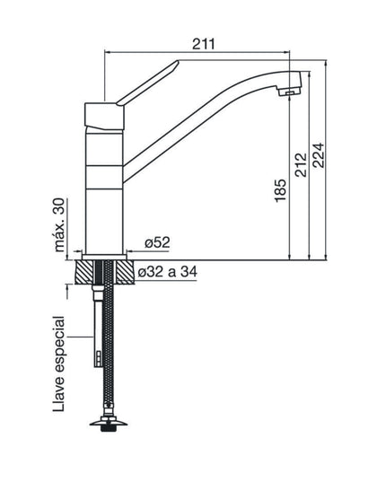 FV NEWPORT MONOCOMANDO PARA MESADA DE COCINA 0411.02/B2-CR