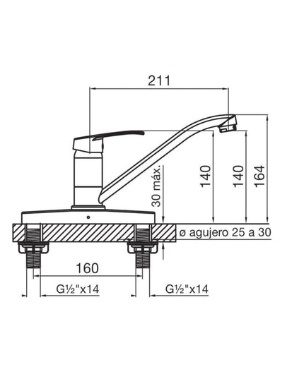 FV ARIZONA MONOCOMANDO PARA MESADA DE COCINA 0411.03/B1-CR