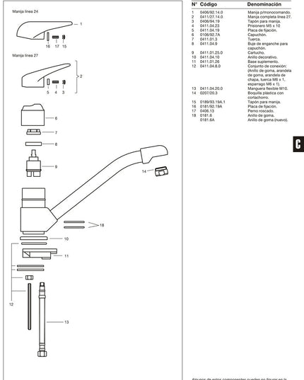FV KANSAS MONOCOMANDO PARA MESADA DE COCINA 0411.04/24-CR