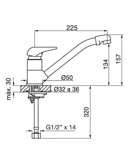 FV KANSAS MONOCOMANDO PARA MESADA DE COCINA 0411.04/24-CR