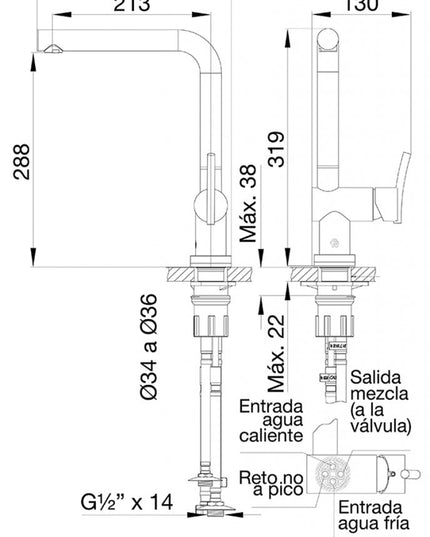 FV LIBBY MONO P/MESADA DE COCINA C/P MOVIL Y ACC TACTIL 0411.04/39E-CR