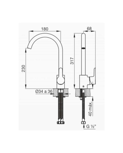 FV PUELO MONOC P/MESADA COCINA 0411.04/B5-NG