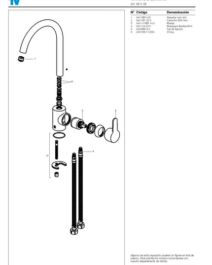 FV PUELO MONOC P/MESADA COCINA 0411.04/B5-CR