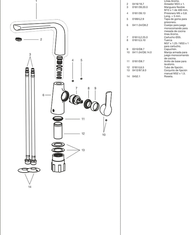 FV AROMO MONO MESADA DE COCINA 0411.04/D8-CR