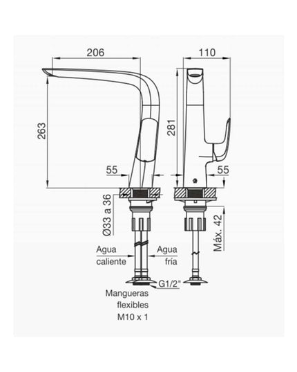 FV EPUYEN MONO MESADA DE COCINA NEGRO 0411.04/L2-NG