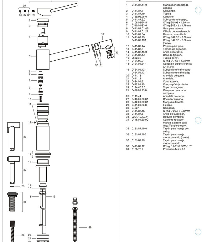 FV TEMPLE MONOCOMANDO PARA MESADA DE COCINA 0411/87-CR