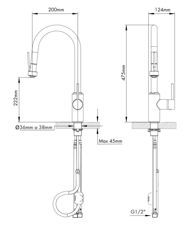 FV AUGUSTA MONOCOMANDO PARA MESADA DE COCINA ROCIADOR 0412/96P-CR