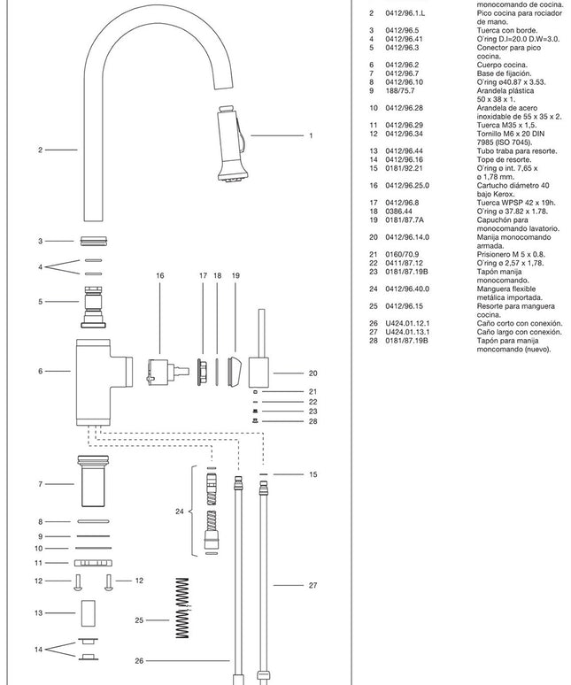 FV AUGUSTA MONOCOMANDO PARA MESADA DE COCINA 0412/96-CR