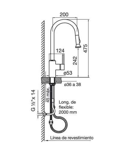 FV AUGUSTA MONOCOMANDO PARA MESADA DE COCINA 0412/96-CR