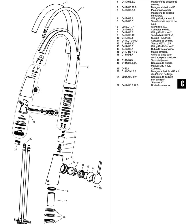 FV LENGA MONO MESADA DE COCINA 0412/H5-CR