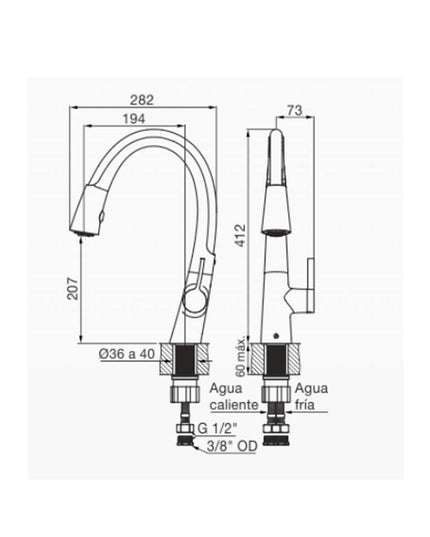 FV LENGA MONO MESADA DE COCINA 0412/H5-CR
