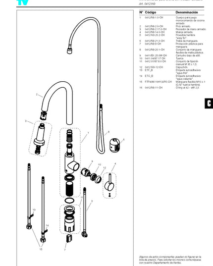 FV HUEMUL JUEGO MONOCOMANDO DE COCINA CON ROCIADOR 0412/N9-CR