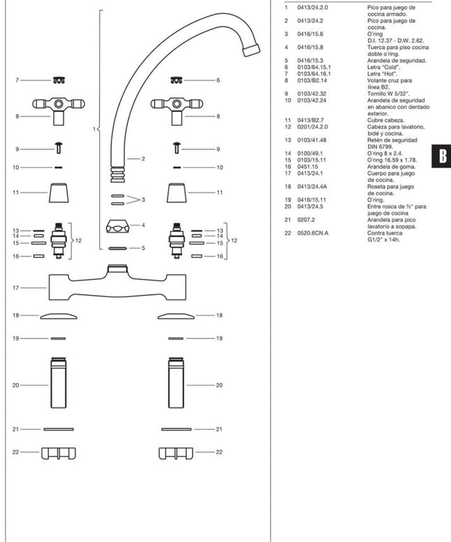 FV NEWPORT PLUS MESADA DE COCINA 0413/B2P-CR
