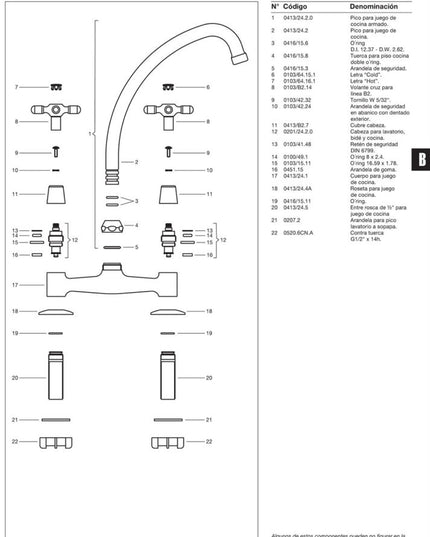 FV NEWPORT PLUS MESADA DE COCINA 0413/B2P-CR