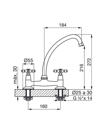 FV NEWPORT PLUS MESADA DE COCINA 0413/B2P-CR
