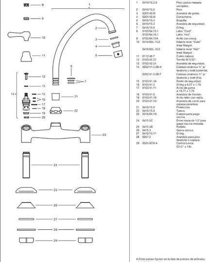 FV MARGOT LEVER MESADA DE COCINA 0416/62L-CR