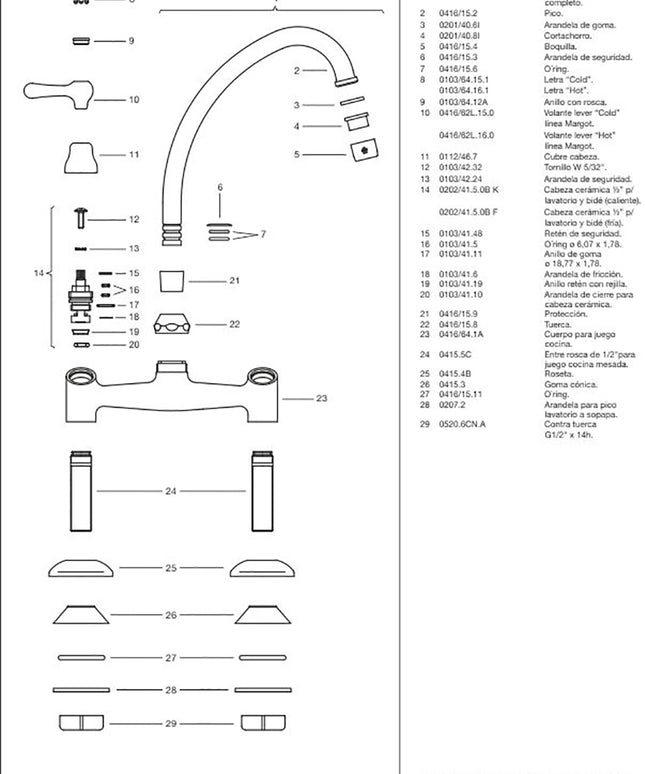 FV MARGOT LEVER MESADA DE COCINA 0416/62L-CR