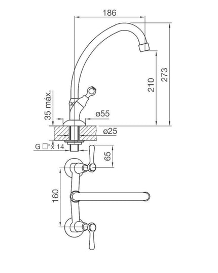 FV MARGOT LEVER MESADA DE COCINA 0416/62L-CR