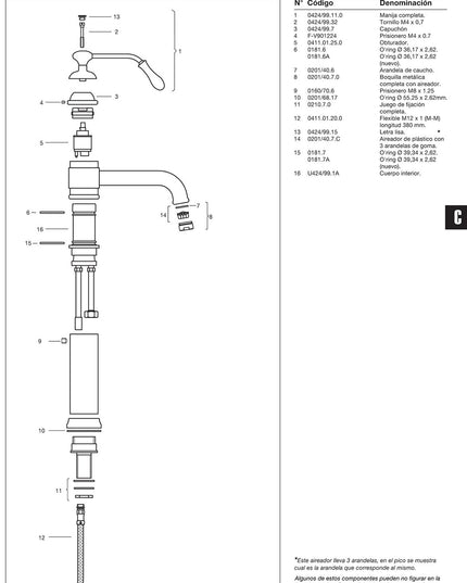 FV ARECO MONOCOMANDO MESADA DE COCINA 0424/99-CR