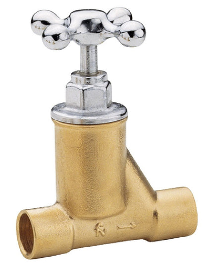 FV LLAVE D/PASO P/CAÑOS COBRE APROB H-H C/VOLAN CRUZ FIJO 19MM 0485-19