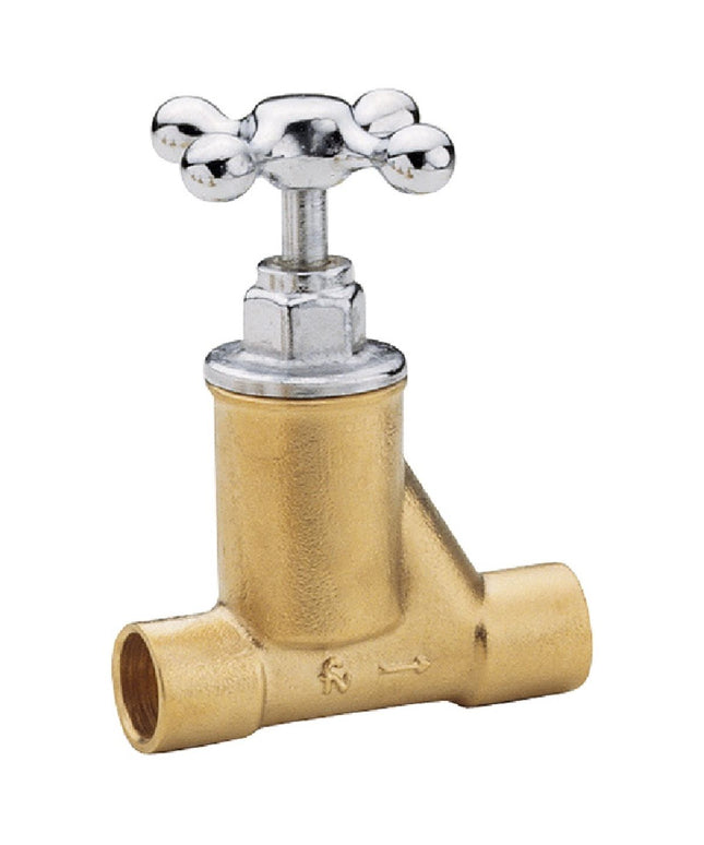 FV LLAVE D/PASO P/CAÑOS COBRE APROB H-H C/VOLAN CRUZ FIJO 19MM 0485-19