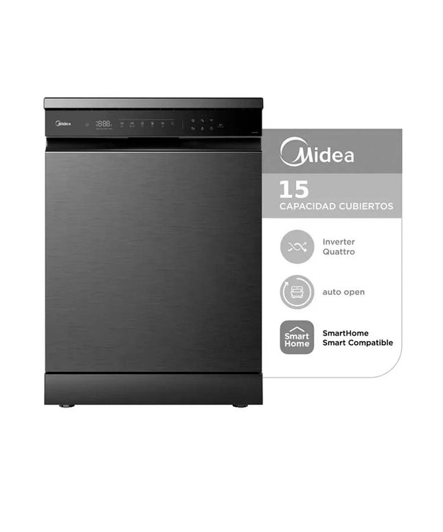 MIDEA HOGAR LAVAVAJILLAS BLACK INOX 15 CUBIERTOS DE-415BAR1