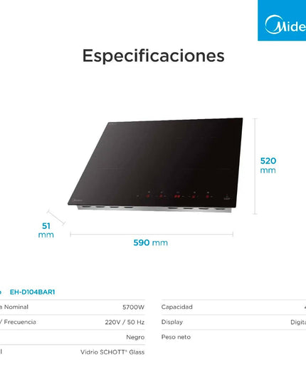 MIDEA HOGAR ANAFE ELECTRICO NEGRO EH-D104BAR1