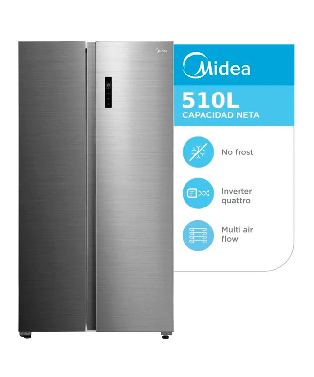 MIDEA HOGAR HELADERA NO FROST INVERTER SIDE BY SIDE 510L S-WD MDRS710FGE46AD