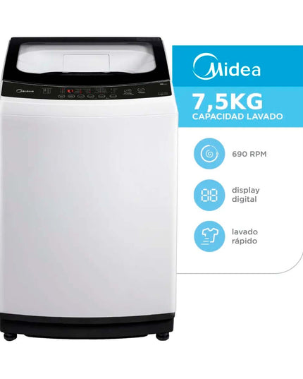 MIDEA HOGAR LAVARROPAS CARGA SUPERIOR AUTIMATICO 7.5 KG BLANCO MLS-75WE04N