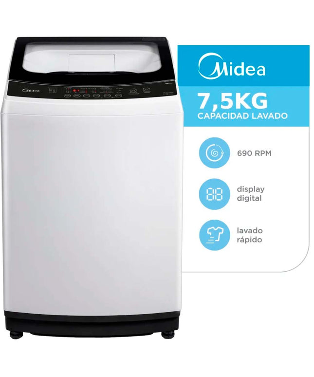 MIDEA HOGAR LAVARROPAS CARGA SUPERIOR AUTIMATICO 7.5 KG BLANCO MLS-75WE04N