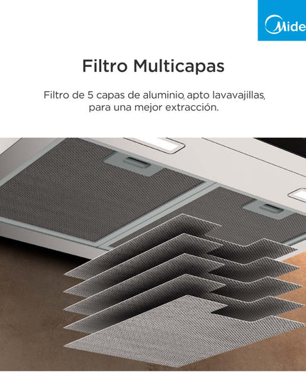 MIDEA HOGAR CAMPANA EXTRACTORA DE HUMO INOX RH-DN60XAR1