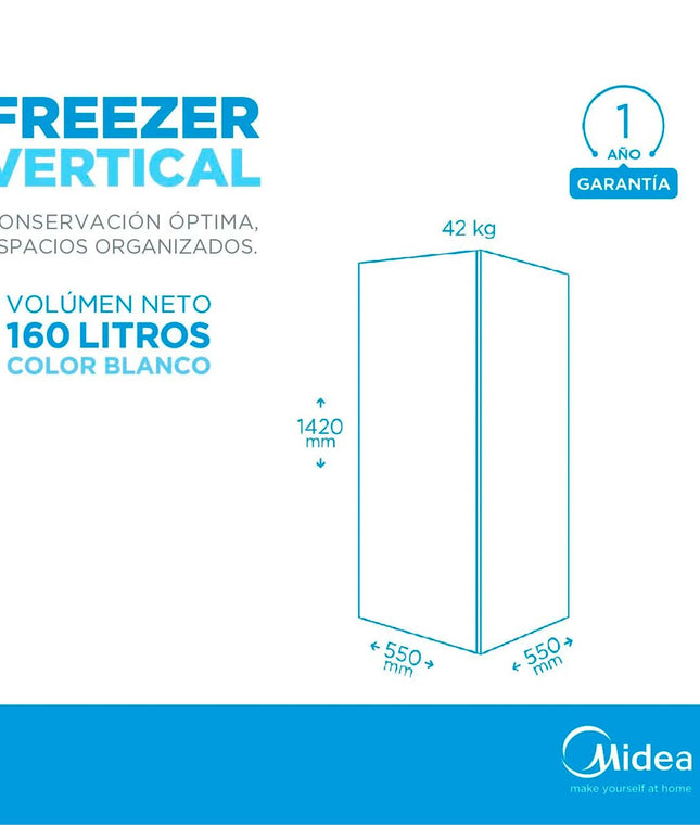 MIDEA HOGAR FREEZER VERTICAL BLANCO 160L FC-MJ6WAR1