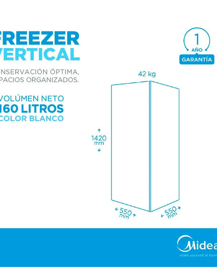 MIDEA HOGAR FREEZER VERTICAL BLANCO 160L FC-MJ6WAR1