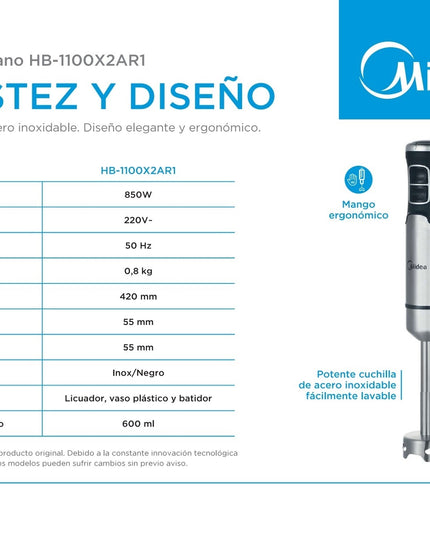 MIDEA HOGAR LICUADORA DE MANO 850W HB-1100X2AR1
