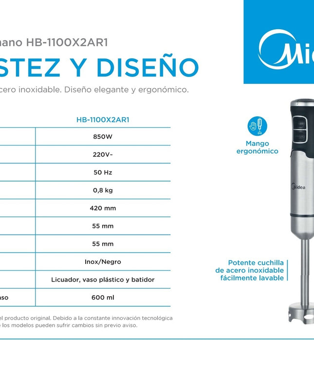Midea Hogar Licuadora De Mano 850w Hb-1100x2ar1