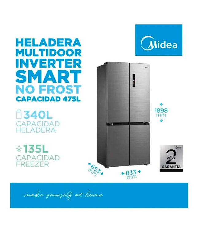 MIDEA HOGAR HELADERA T-TYPE INVERTER SMART 475 MDRM691FGF46AD