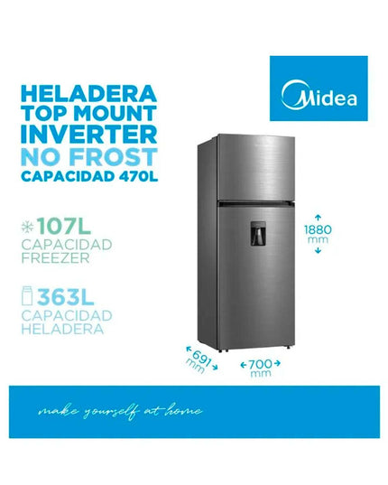 MIDEA HOGAR HELADERA NO FROST INVERTER TOP MOUNT 470L MDRT645MTE46ADW