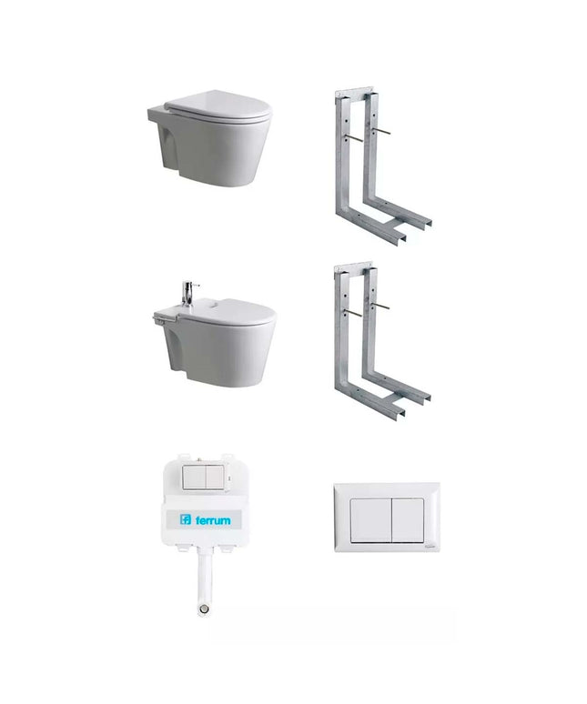 COMBO MARINA FERRUM INOD + BIDE + SOPORTES + DEPOSITO + TAP