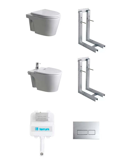 COMBO MARINA FERRUM INOD + BIDE + SOPORTES + DEPOSITO Y TAP