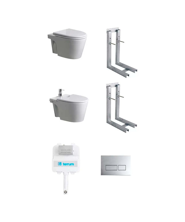 COMBO MARINA FERRUM INOD + BIDE + SOPORTES + DEPOSITO Y TAP