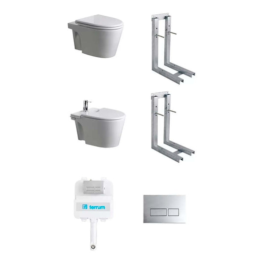 COMBO MARINA FERRUM INOD + BIDE + SOPORTES + DEPOSITO Y TAP