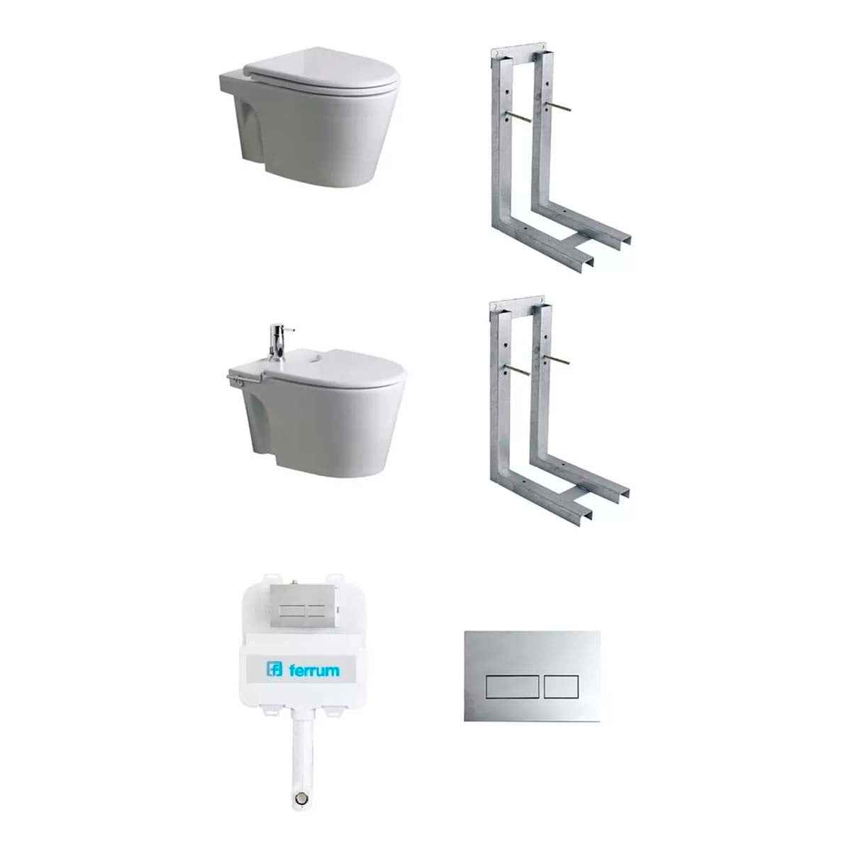 COMBO MARINA FERRUM INOD + BIDE + SOPORTES + DEPOSITO Y TAP