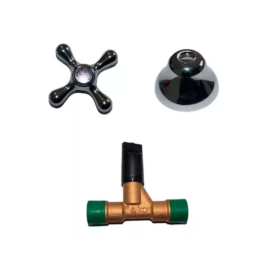 SET FV LLAVE DE PASO CON VOLANTE Y CAMPANA 0489.FVBASE.25