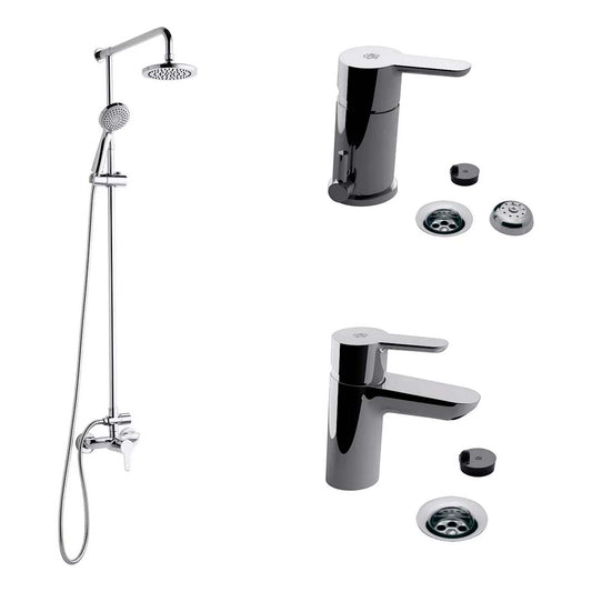 COMBO SET GRIFERÍA DE BAÑO 3 PIEZAS PUELO FV